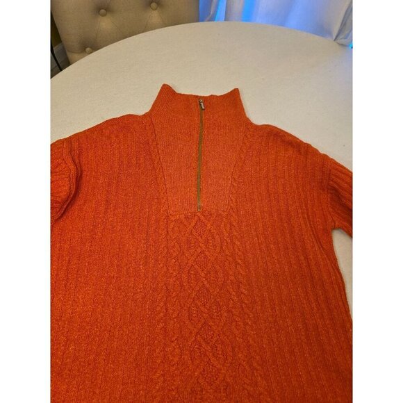 St. Johns Bay Orange Cable Knit Half-Zip Sweater XL Polyester/Spandex - Picture 8 of 11